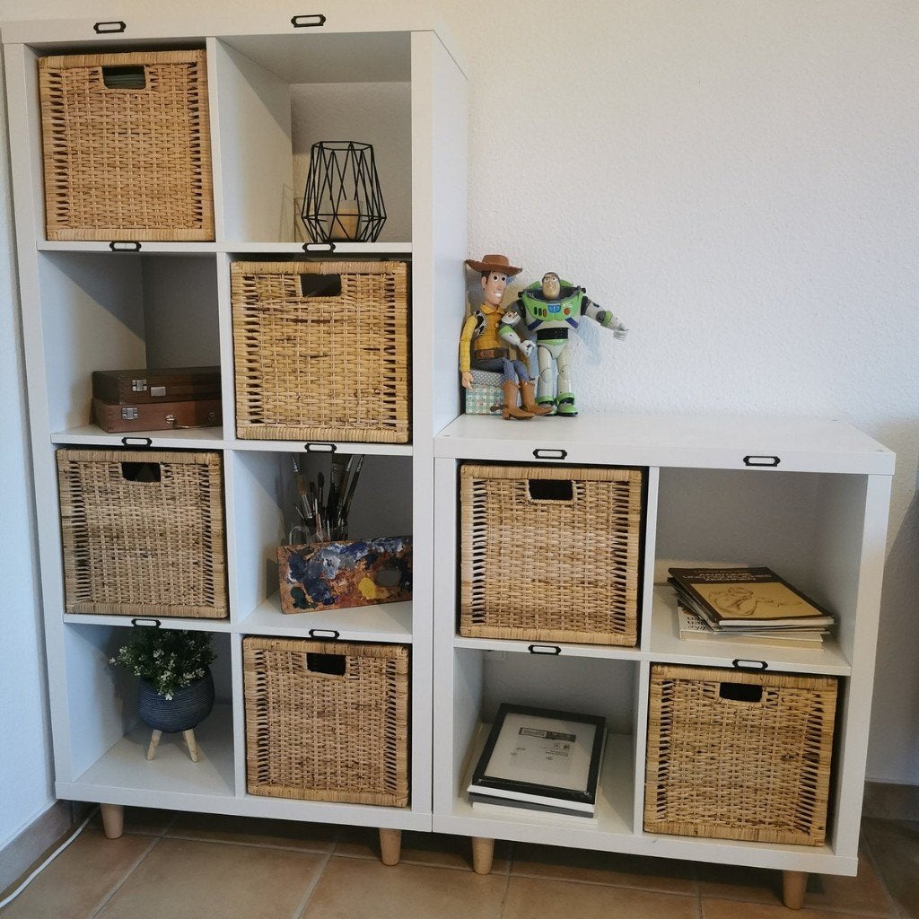 8x rieten rotan Branas manden bakken wit bruin grijs Ikea, Ophalen, Mand, Vierkant, Zo goed als nieuw