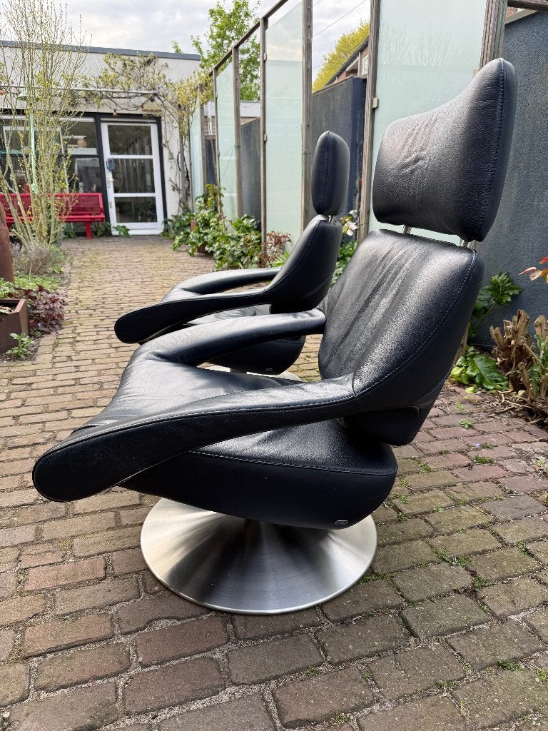 2x DS255 Fauteuil Donkerblauw leer in mooie staat, Huis en Inrichting, Fauteuils, Ophalen, Klassiek Chique Modern Industrieel