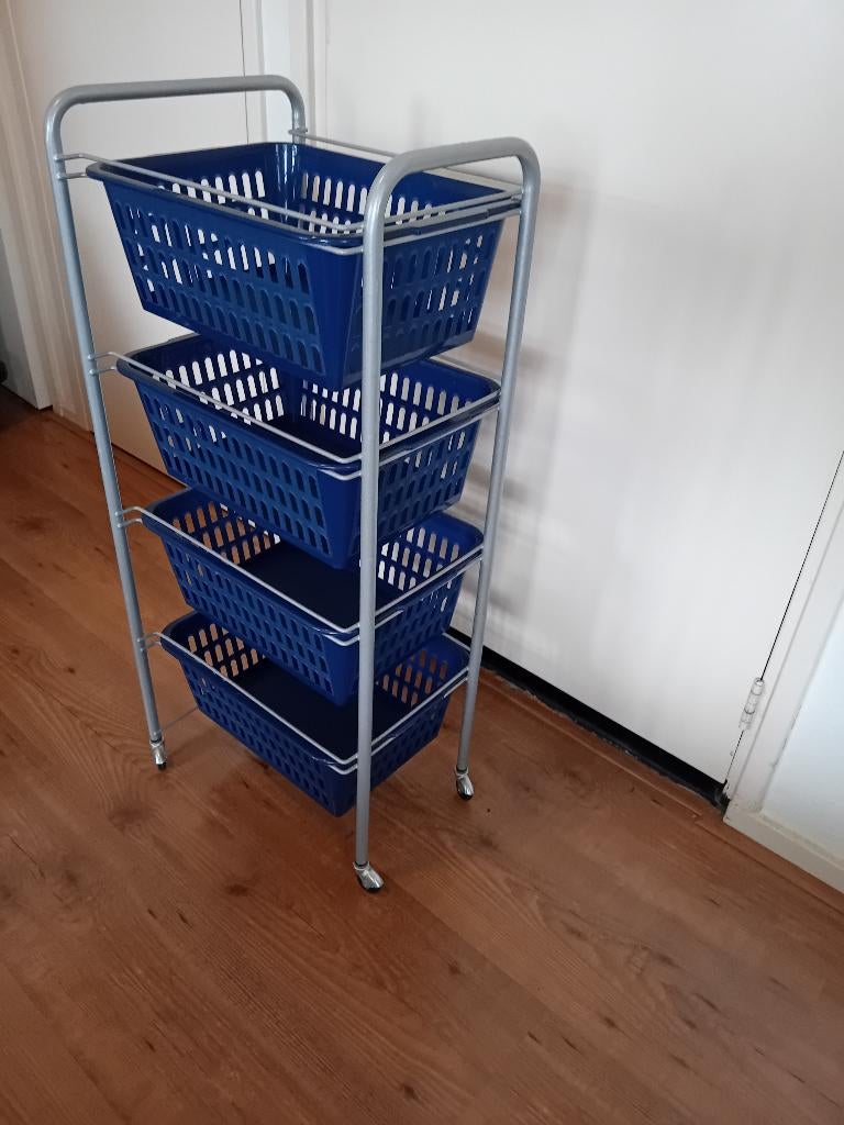 Verrijdbaar opbergrek met uitneembare manden, Ophalen, Overige materialen, Mand, Zo goed als nieuw