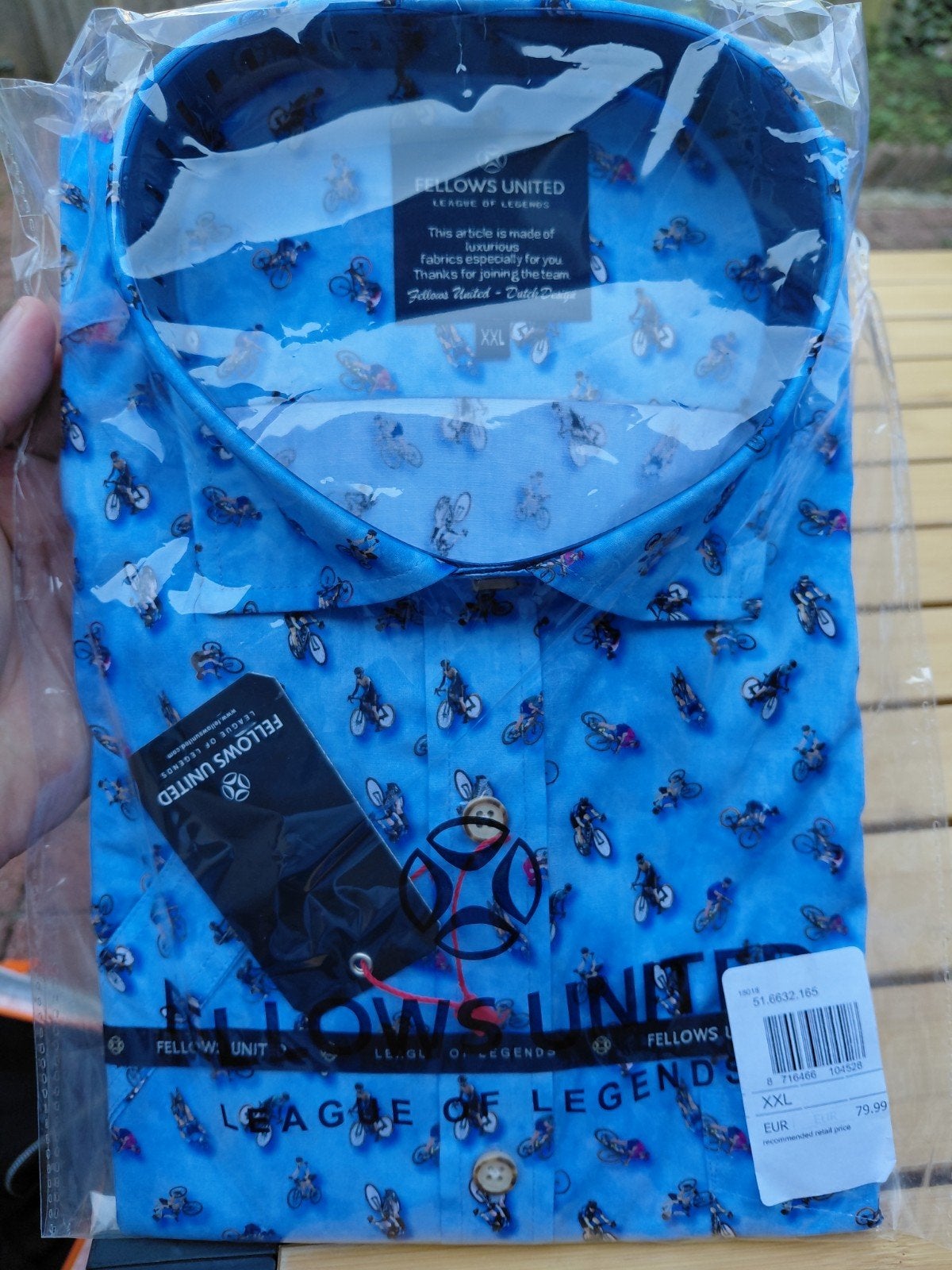 Fellows United overhemd met fietsenprint XXL, Blauw, Nieuw, Ophalen of Verzenden, Overige halswijdtes