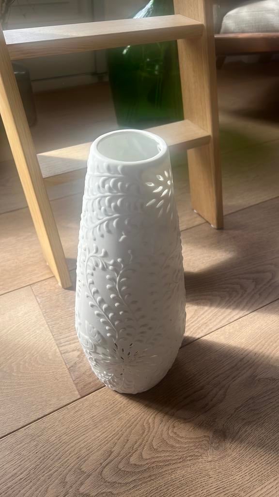 Witte 2-in-1 ceramic vaas en lampenkap, Ophalen, Wit, Aardewerk of Porselein, Zo goed als nieuw