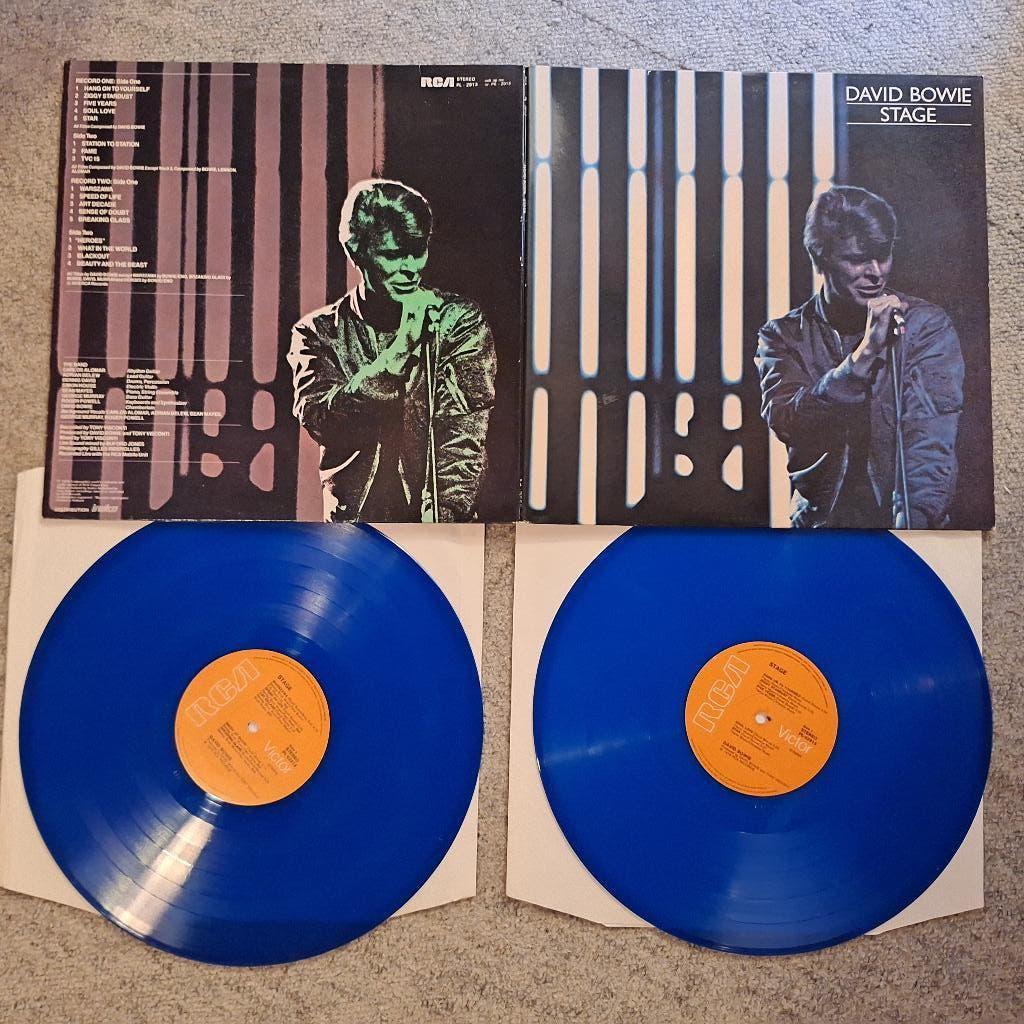 david bowie - stage 2 lp blauw, Cd's en Dvd's, Vinyl | Pop, Ophalen of Verzenden, Zo goed als nieuw, 12 inch