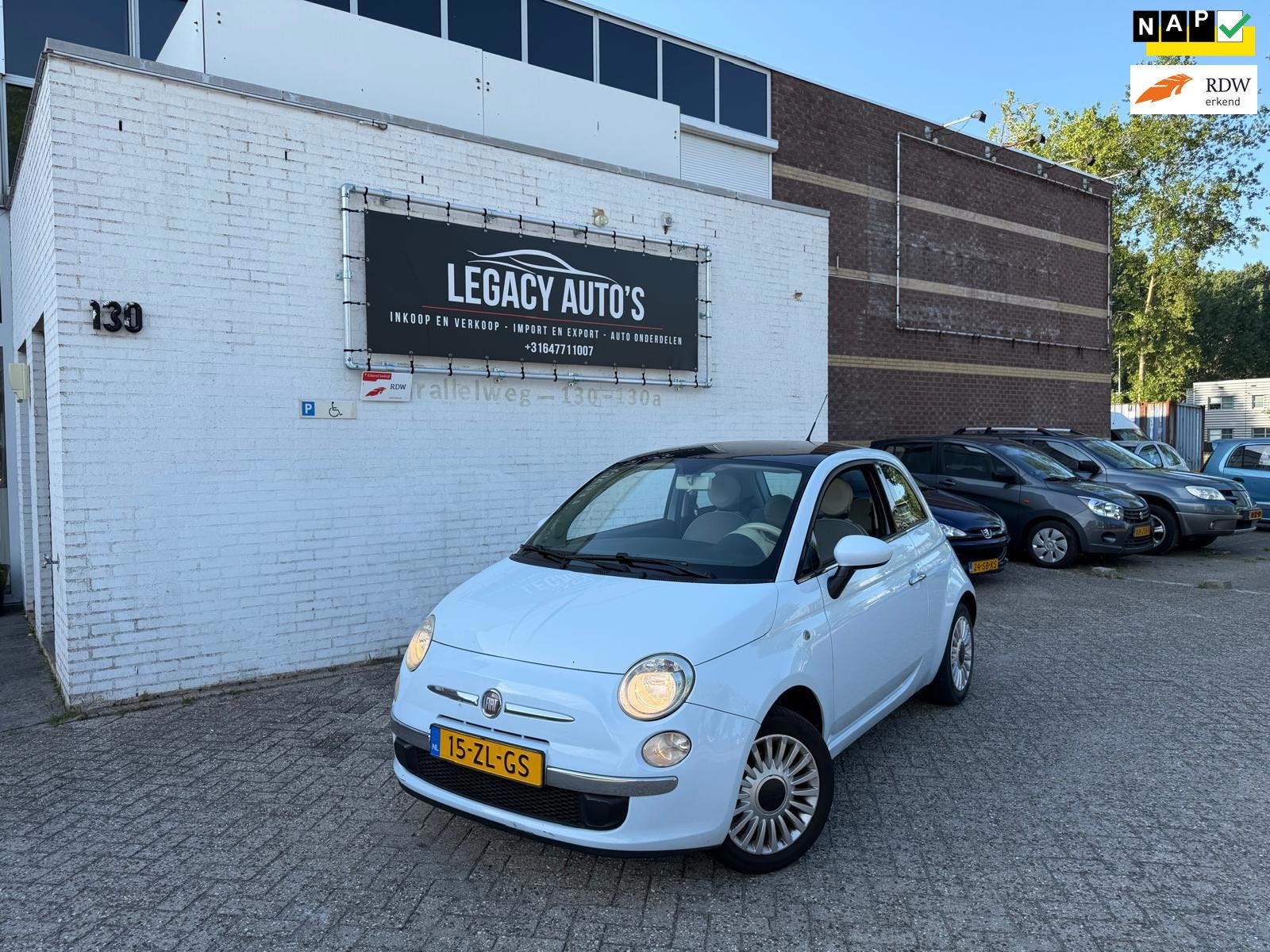 Fiat 500 1.2 Lounge - APK 03/2027 - AIRCO - COMPLEET ONDERHO, Auto's, Voorwielaandrijving, Dealer onderhouden, Stof, Gebruikt