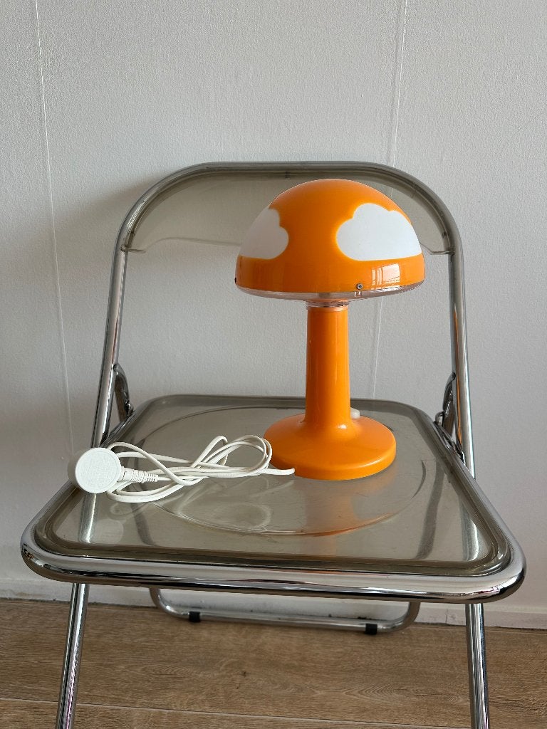 IKEA Sjojig oranje lamp vintage wolken oranje paddestoel, Kunststof, Overige merken, 25 cm, Met schakelaar