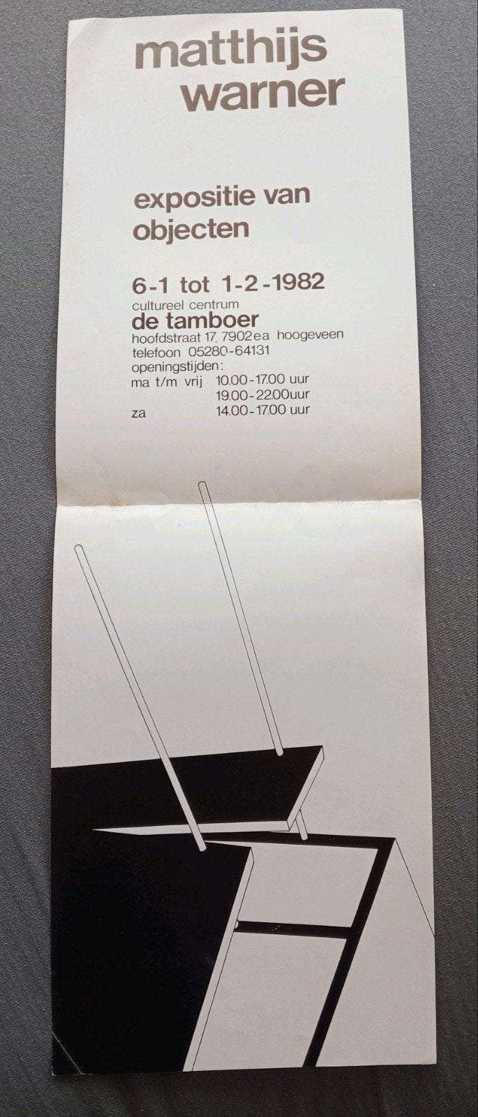 Mathijs Warner - affiche expositie galerie De Tamboer 1982, Verzamelen, Posters, Ophalen of Verzenden, Gebruikt, A1 t/m A3