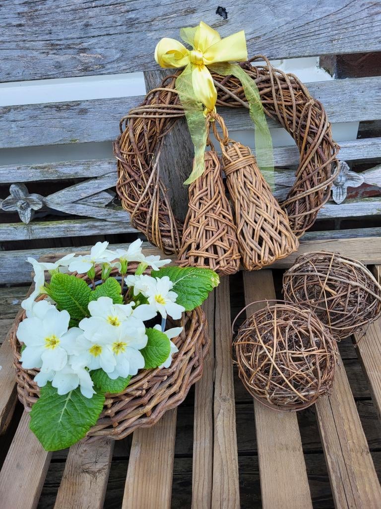 Set met rieten krans, Tuin en Terras, Ophalen of Verzenden