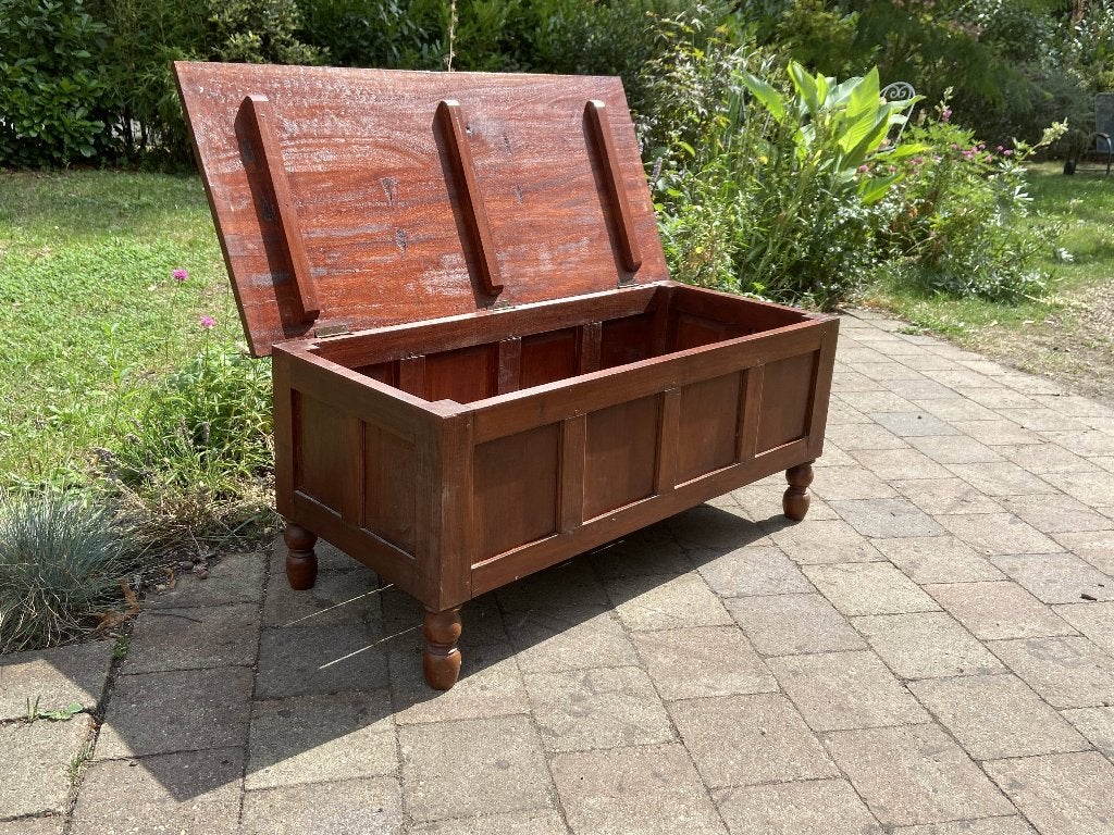 Houten klepbank / opbergbank – 108 cm breed, Ophalen, Minder dan 50 cm, 100 tot 150 cm, Zo goed als nieuw