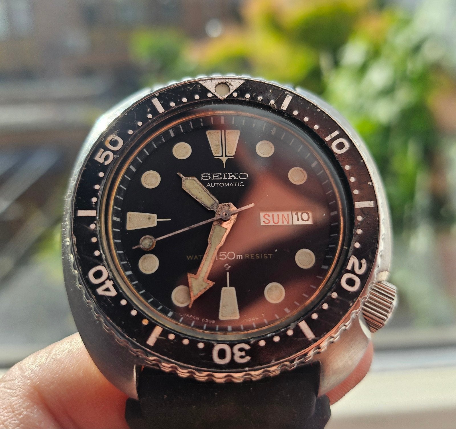 Vintage Seiko Turtle 6309-7049 Automatisch Duikershorloge, Ophalen of Verzenden, Gebruikt, Zwart, IOS