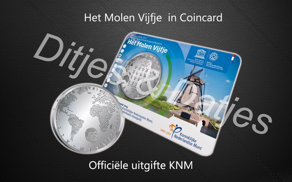Het Molen Vijfje in coincard KNM - 5 euro herdenkingsmunt, Postzegels en Munten, Munten | Nederland, Ophalen of Verzenden, Koningin Beatrix