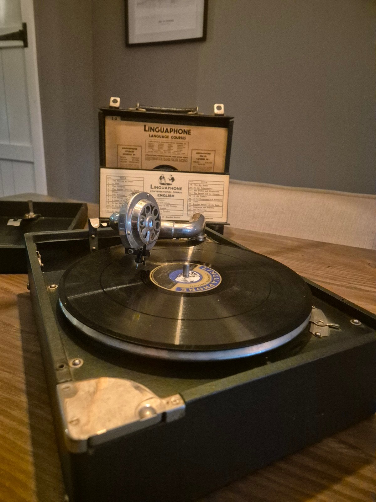 Antieke complete Columbia Grafonola platenspeler met platen, Ophalen of Verzenden, Overige merken