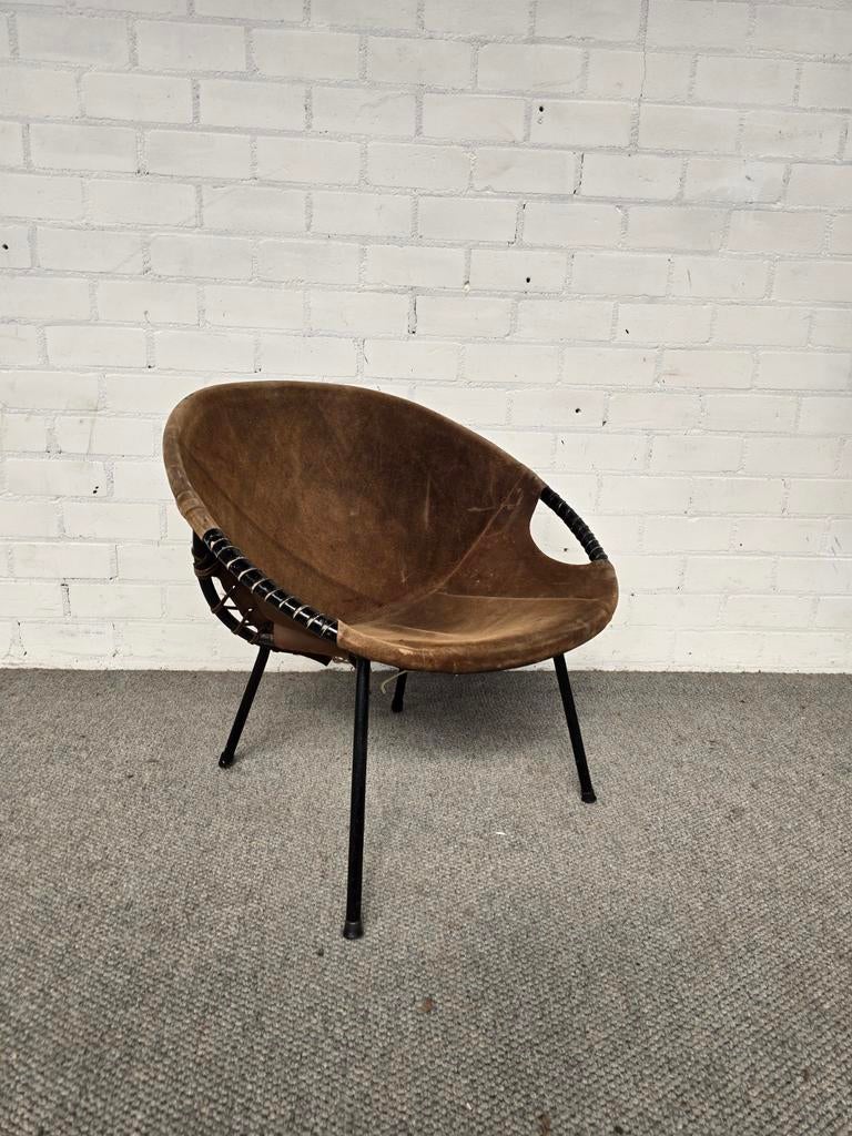 Balloon chair, vintage leer, Ophalen, Gebruikt, Leer