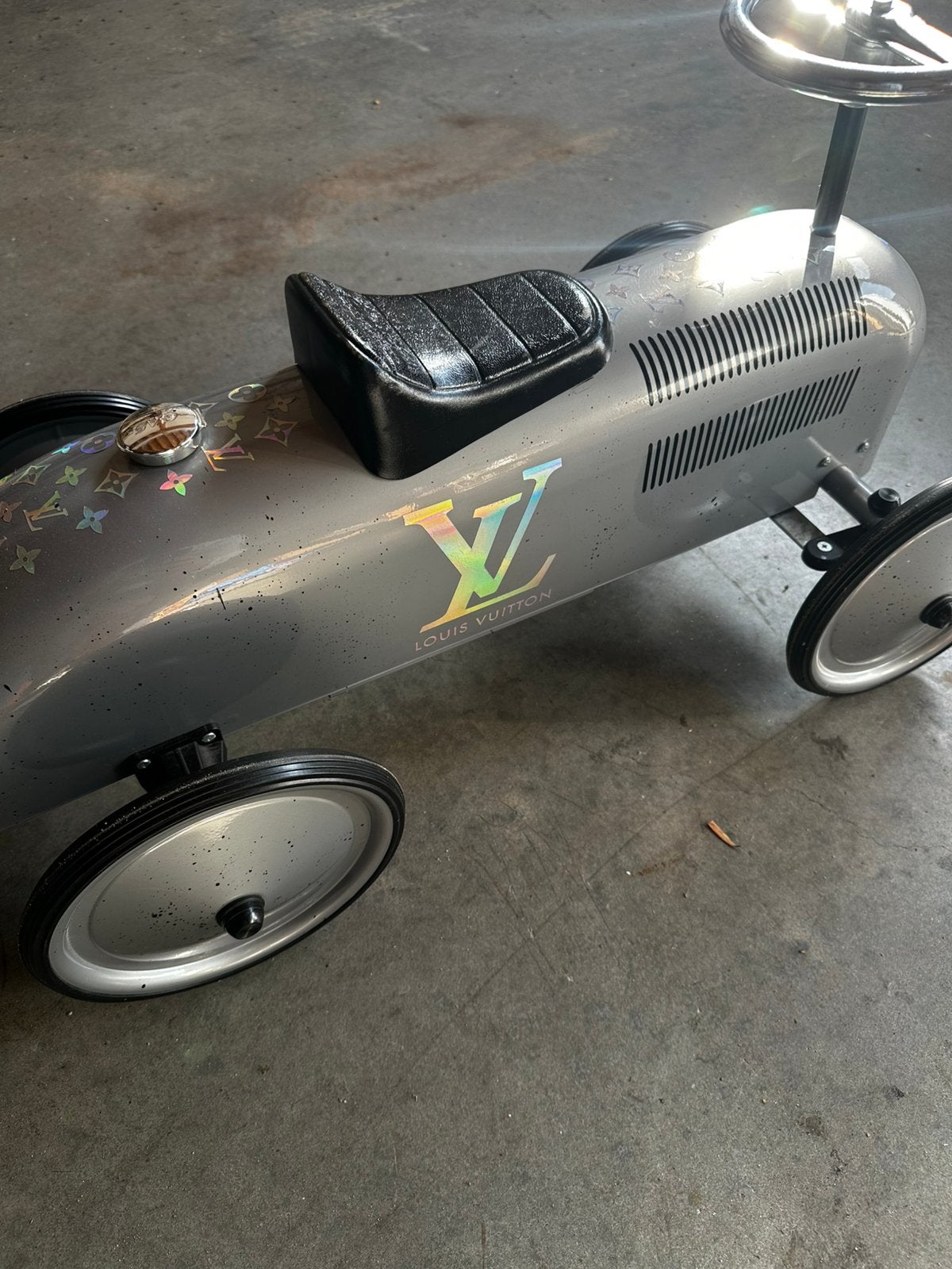 Metalen LV loopauto retro racewagen, Ophalen of Verzenden, Zo goed als nieuw, Overige merken