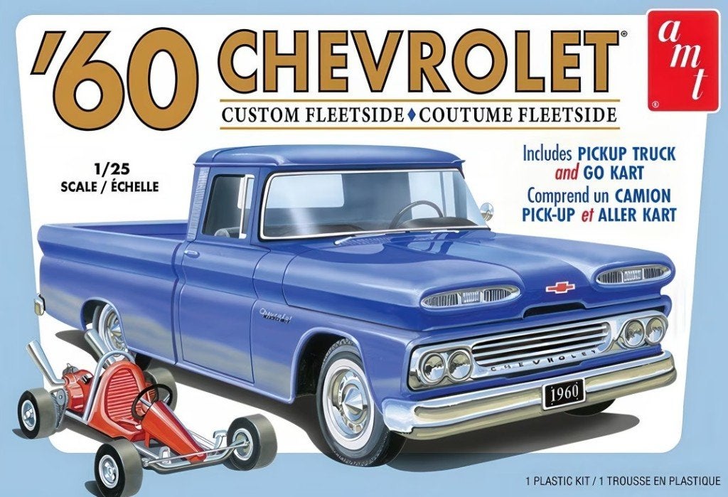 Bouwdoos 1960 Chevy Fleetside pu met Go cart AMT, Overige merken, Auto, Groter dan 1:32, Nieuw