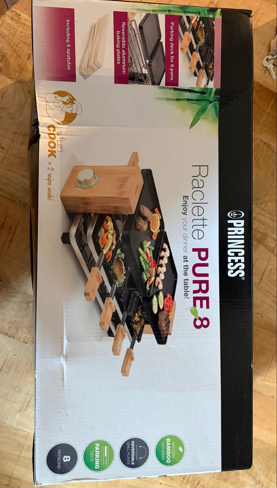 Princess Raclette Pure 8 - 8 persoons gourmetstel, Witgoed en Apparatuur, Ophalen of Verzenden, Zo goed als nieuw, 8 personen of meer