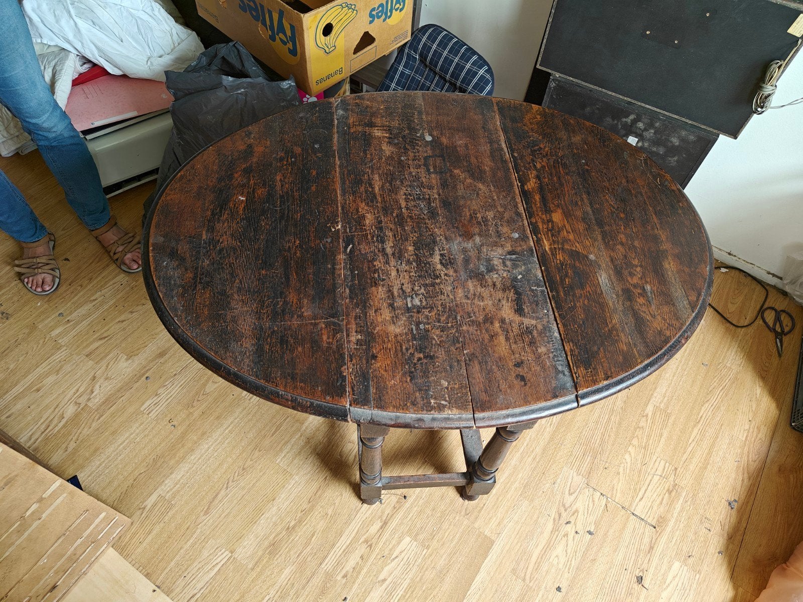 Antieke inklapbare ovale tafel 70x100cm, Antiek en Kunst, Antiek | Meubels | Tafels, Ophalen of Verzenden