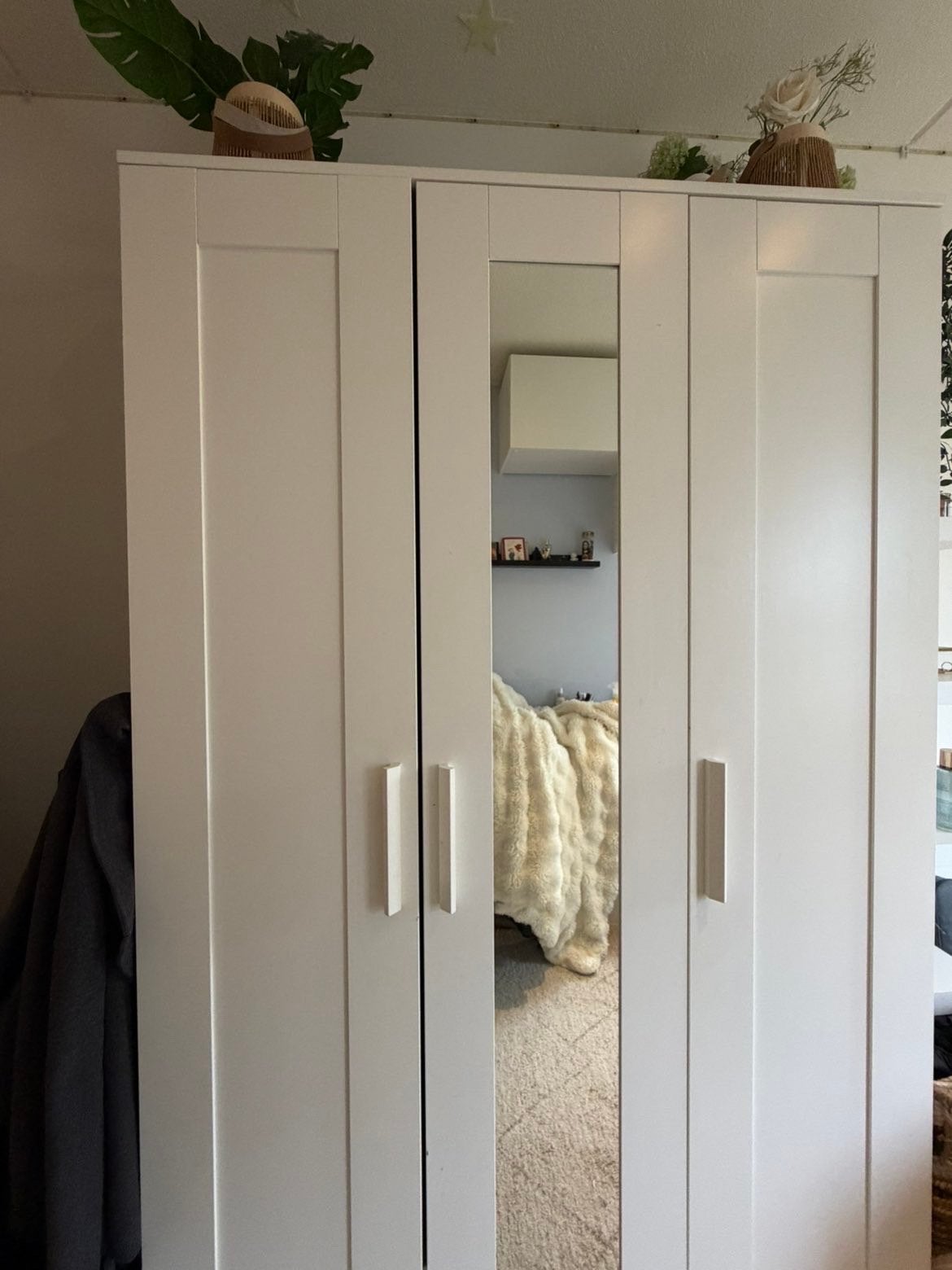IKEA BRIMNES Kledingkast met 3 deuren, wit, Ophalen, Gebruikt, 100 tot 150 cm, 150 tot 200 cm