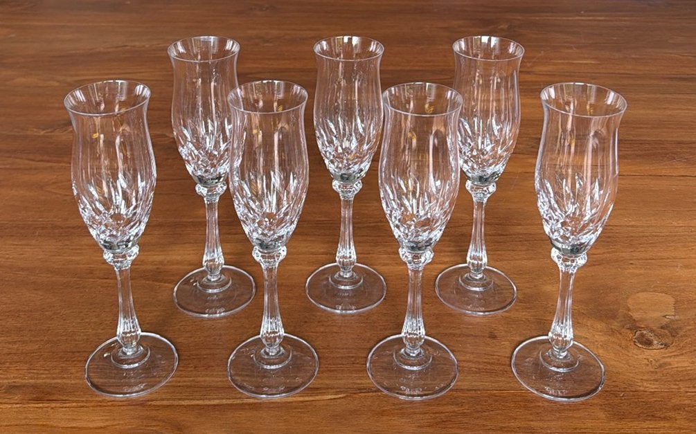 7 Mikasa kristallen flutes, Verzamelen, Glas en Borrelglaasjes, Ophalen of Verzenden, Zo goed als nieuw, Overige typen