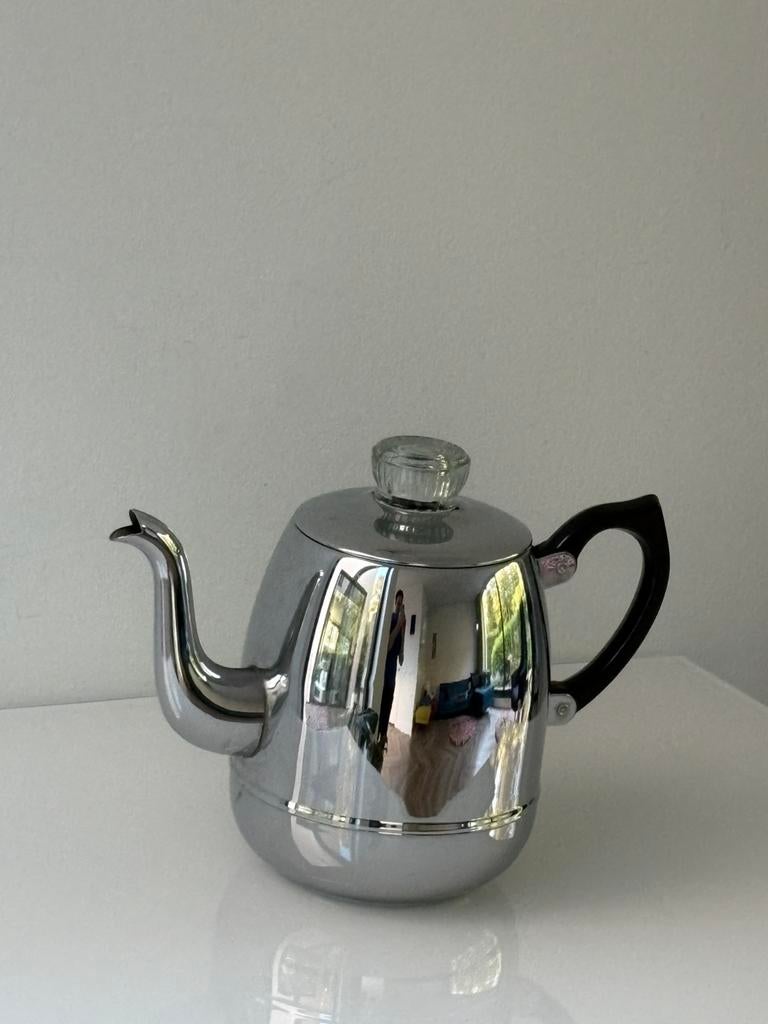 Bredemeijer RVS theepot met doorzichtige knop, Antiek en Kunst, Ophalen of Verzenden