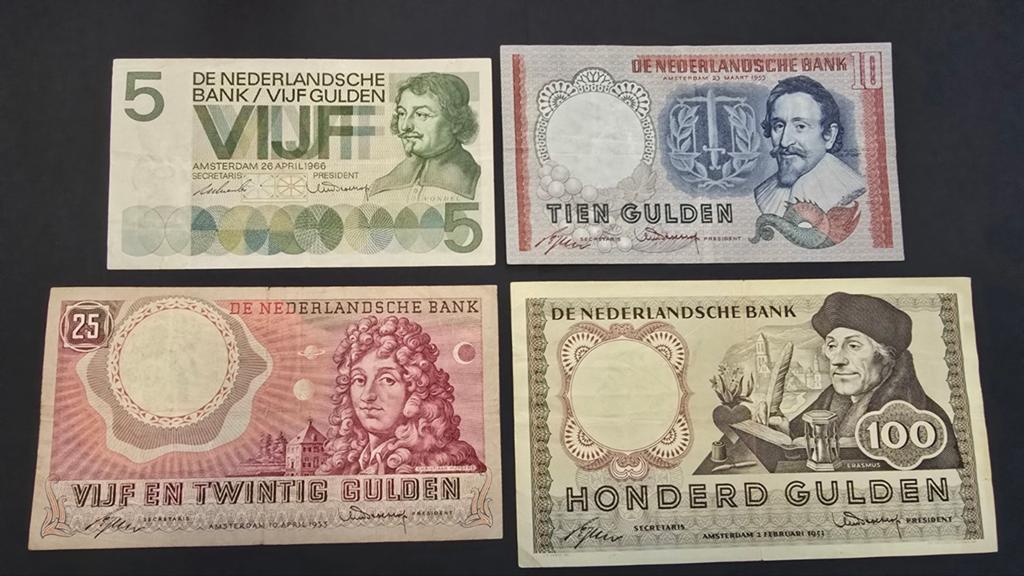 4 prachtige  gulden bankbiljetten – 5, 10, 25 en 100, Ophalen of Verzenden, 100 gulden