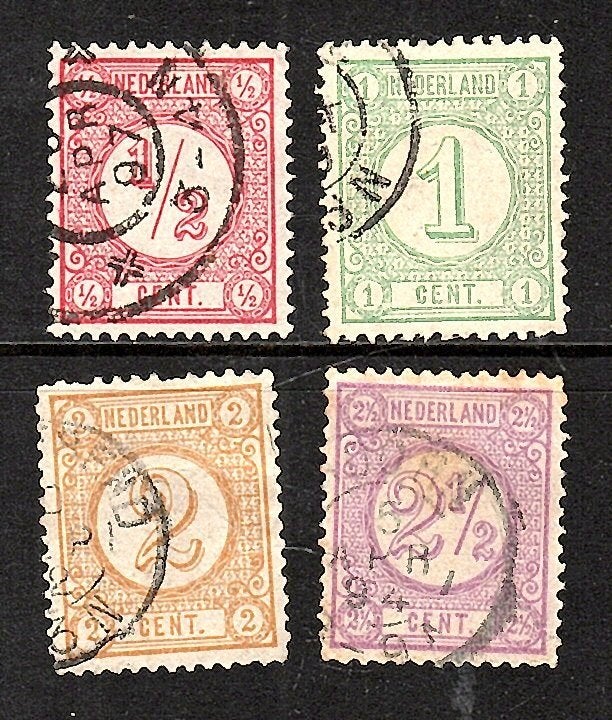 991 nvph 30-33 cijferzegels 1876-1894 gebruikt zie scan., Postzegels en Munten, Ophalen of Verzenden, T/m 1940, Gestempeld