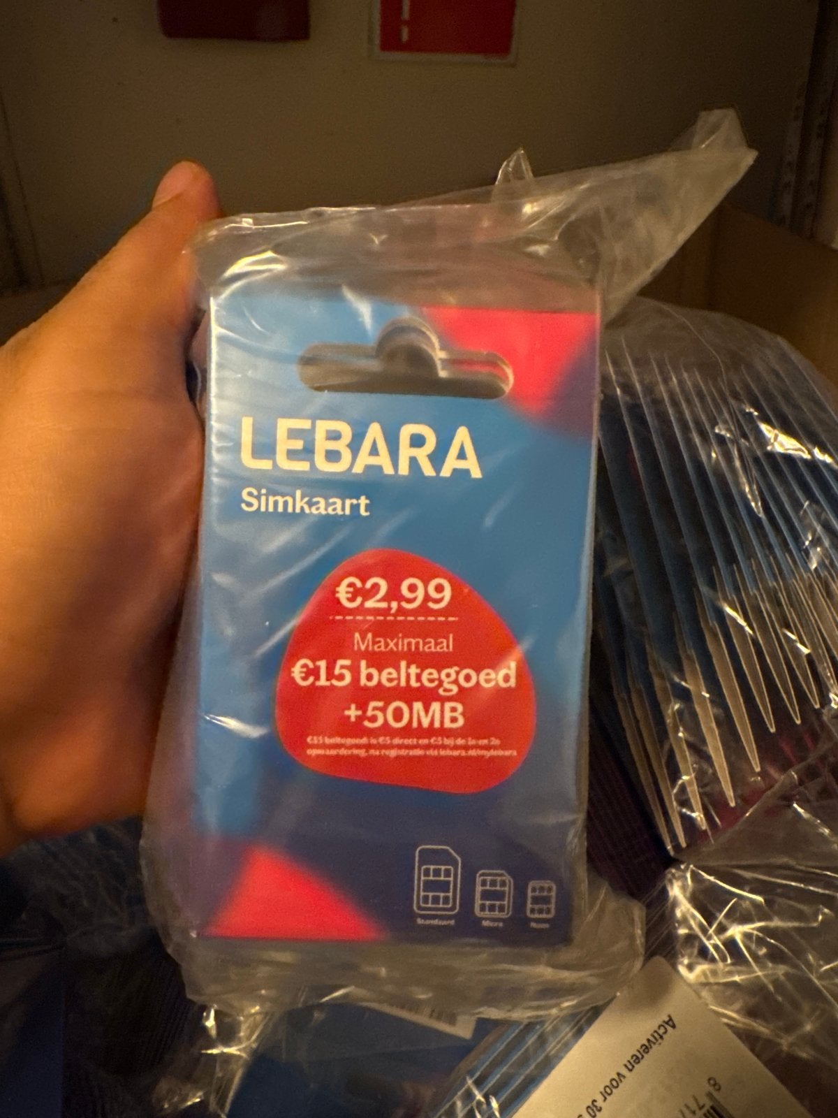 Lebara Simkaart - Nieuw met €15 beltegoed + 50MB 1000 stuks, Telecommunicatie, Ophalen of Verzenden, Zo goed als nieuw, Overige providers