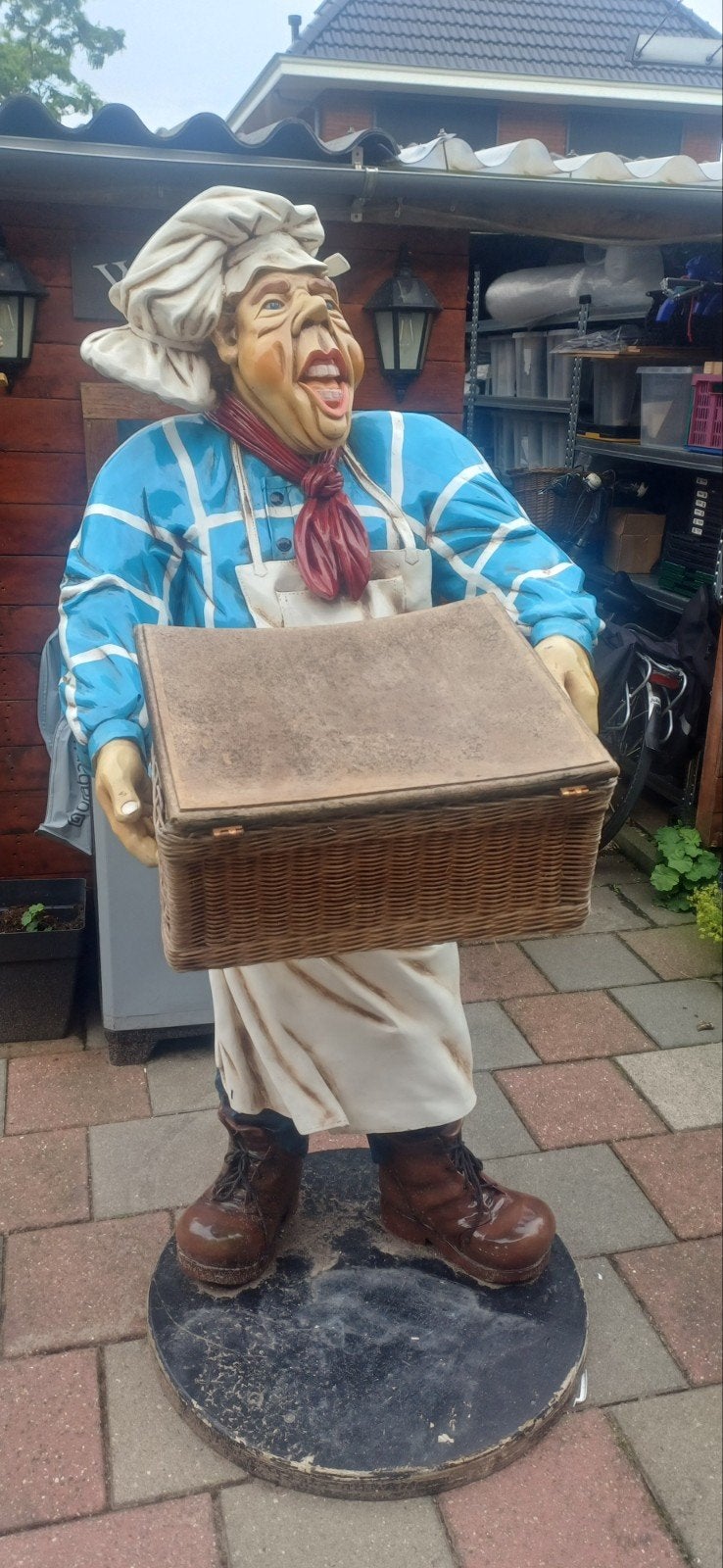 Grote Bakker Pop met Mand - Decoratie voor Winkel/Horeca, Ophalen, Gebruikt, Mens