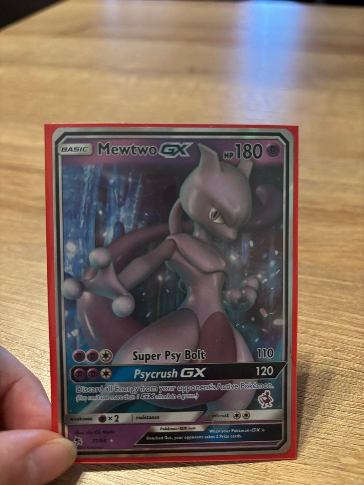 Mewtwo GX Pokémon Kaart - Zeldzaam en Krachtig, Ophalen of Verzenden, Zo goed als nieuw, Losse kaart
