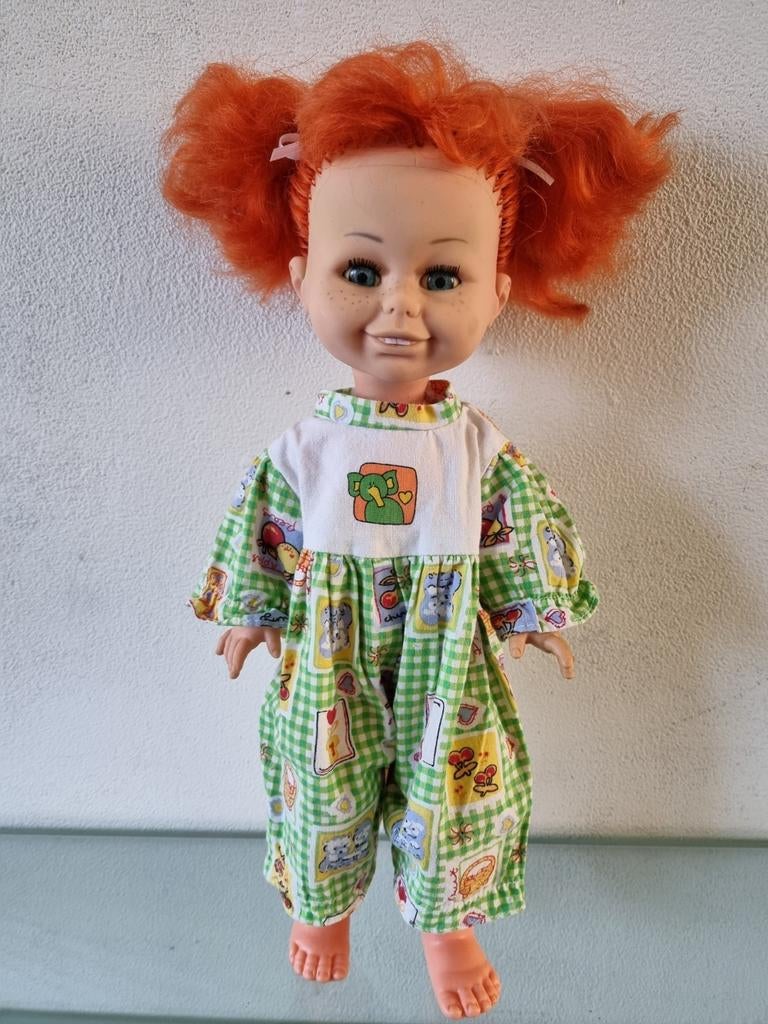 Orig,Jrn6O/70,Toyse,PIPPI LANGKOUS POP,37cm,Slaapoog,Izgst!, Ophalen of Verzenden, Zo goed als nieuw