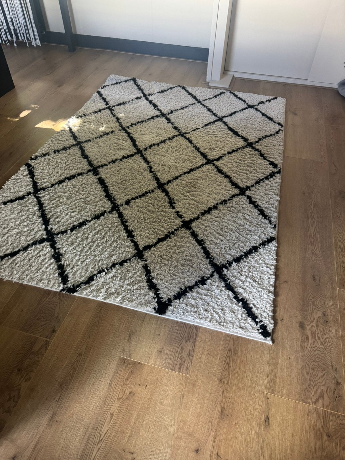 Geruit vloerkleed, Ophalen, Gebruikt, 150 tot 200 cm, Zwart