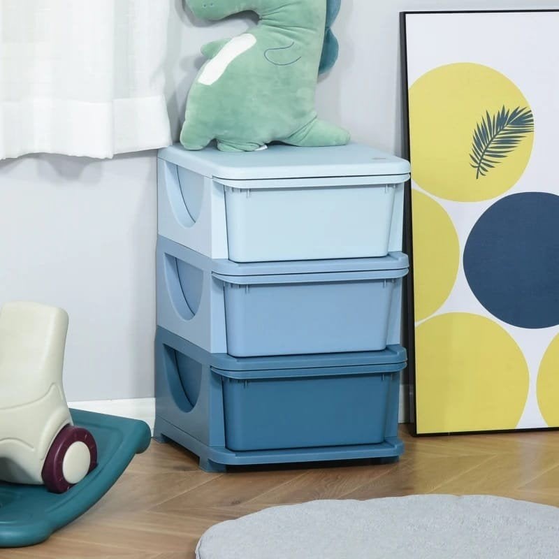Opbergkast met 3 lades - Blauw/Grijs ladeblok kinderkast, Kinderen en Baby's, Ophalen of Verzenden, Nieuw
