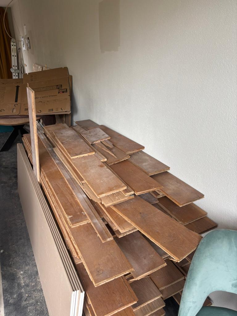 Masief eiken houten vloer planken 22mm, Ophalen, Gebruikt, Vloerdelen of -planken, 10 m² of meer