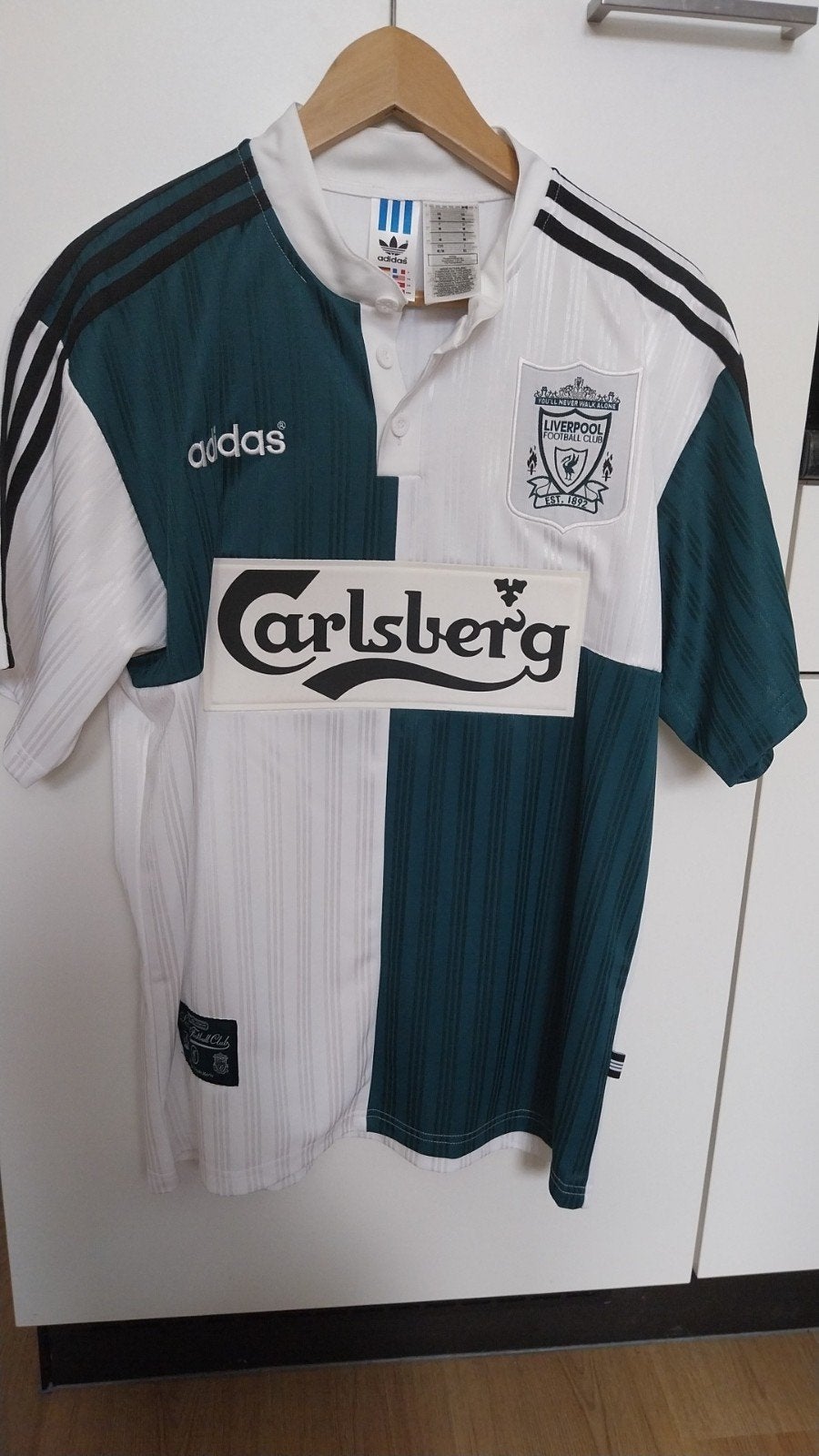 Liverpool FC 95/96 heruitgave uitshirt maat M, Verzenden, Zo goed als nieuw, Shirt