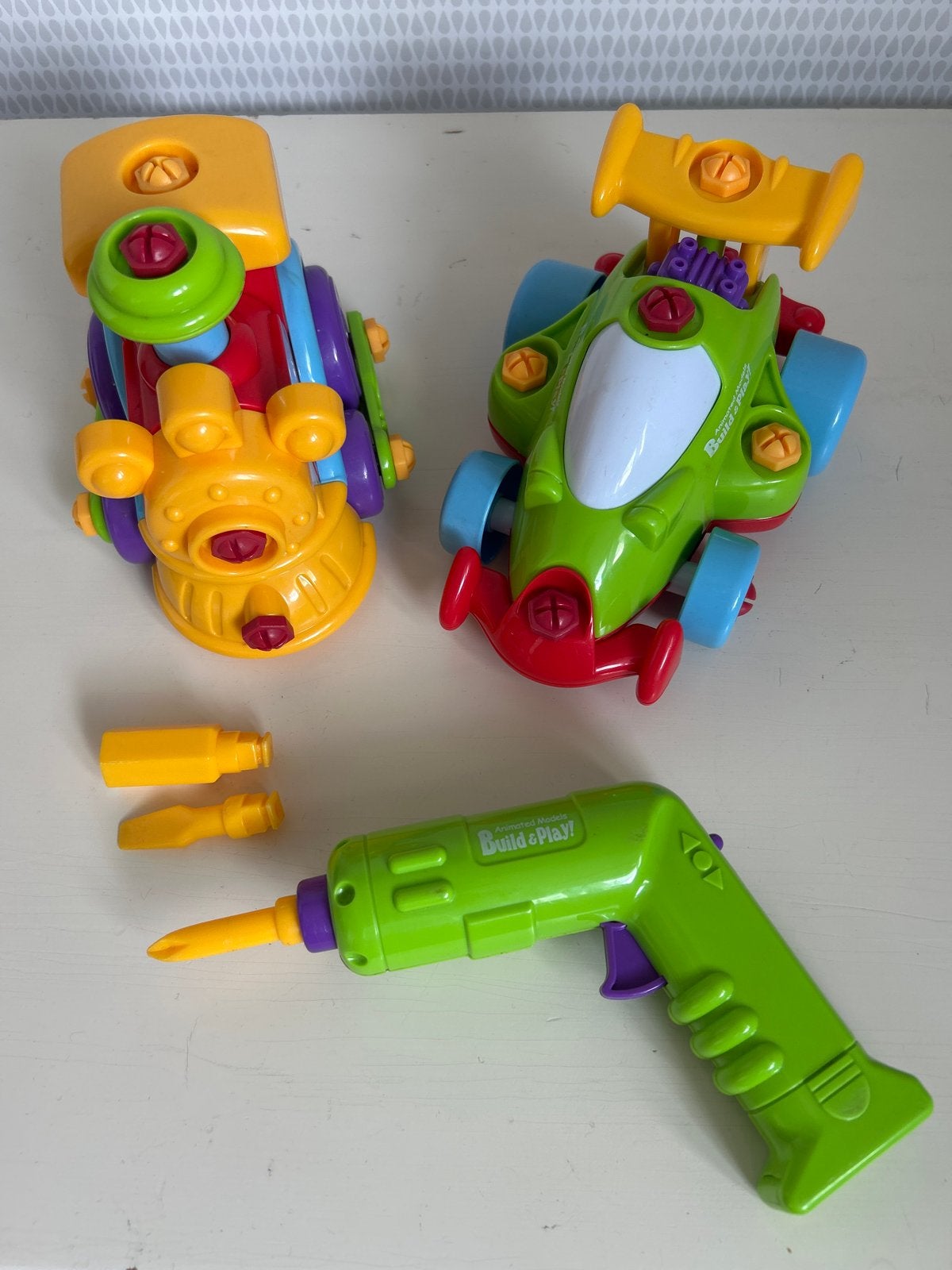 Build & Play Trein en Raceauto met Boormachine, Ophalen of Verzenden, Gebruikt