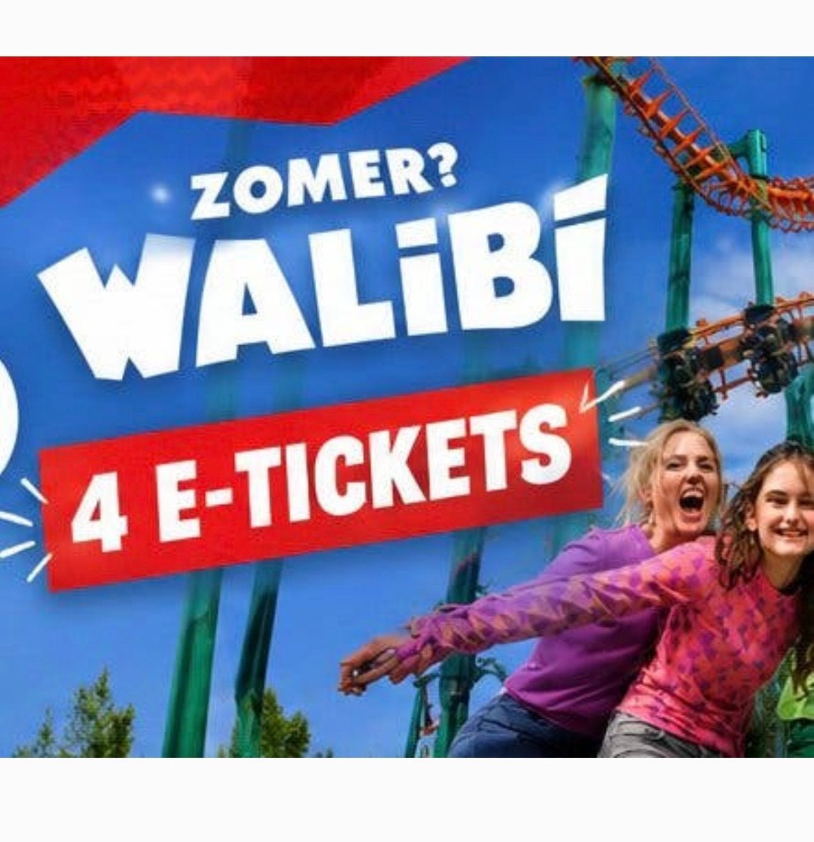 4 Walibi Holland e-tickets, Tickets en Kaartjes, Drie personen of meer, Ticket of Toegangskaart