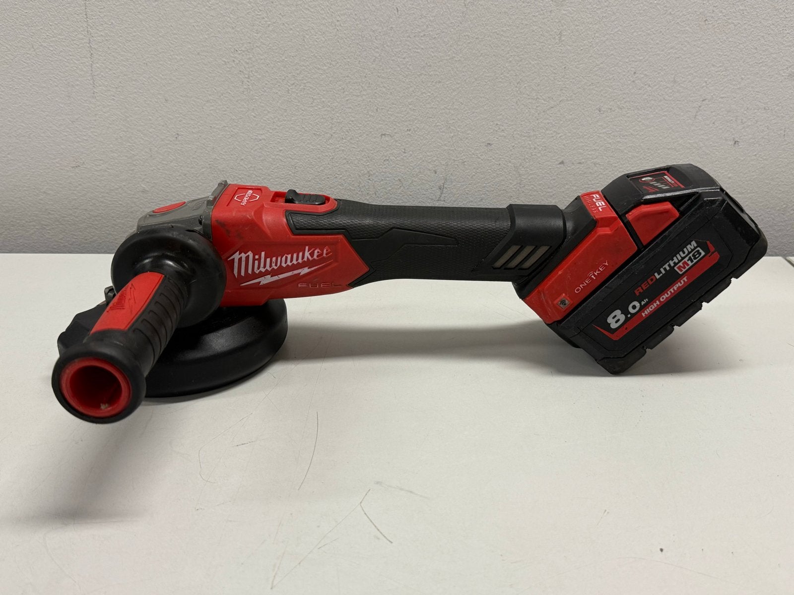 Milwaukee M18 ONEFSAG125XB Haakse Slijper met Accu en Koffer, Ophalen of Verzenden, Gebruikt
