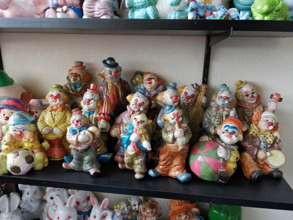 Bijzonder, mooie groep clown spaarpotten, Ophalen