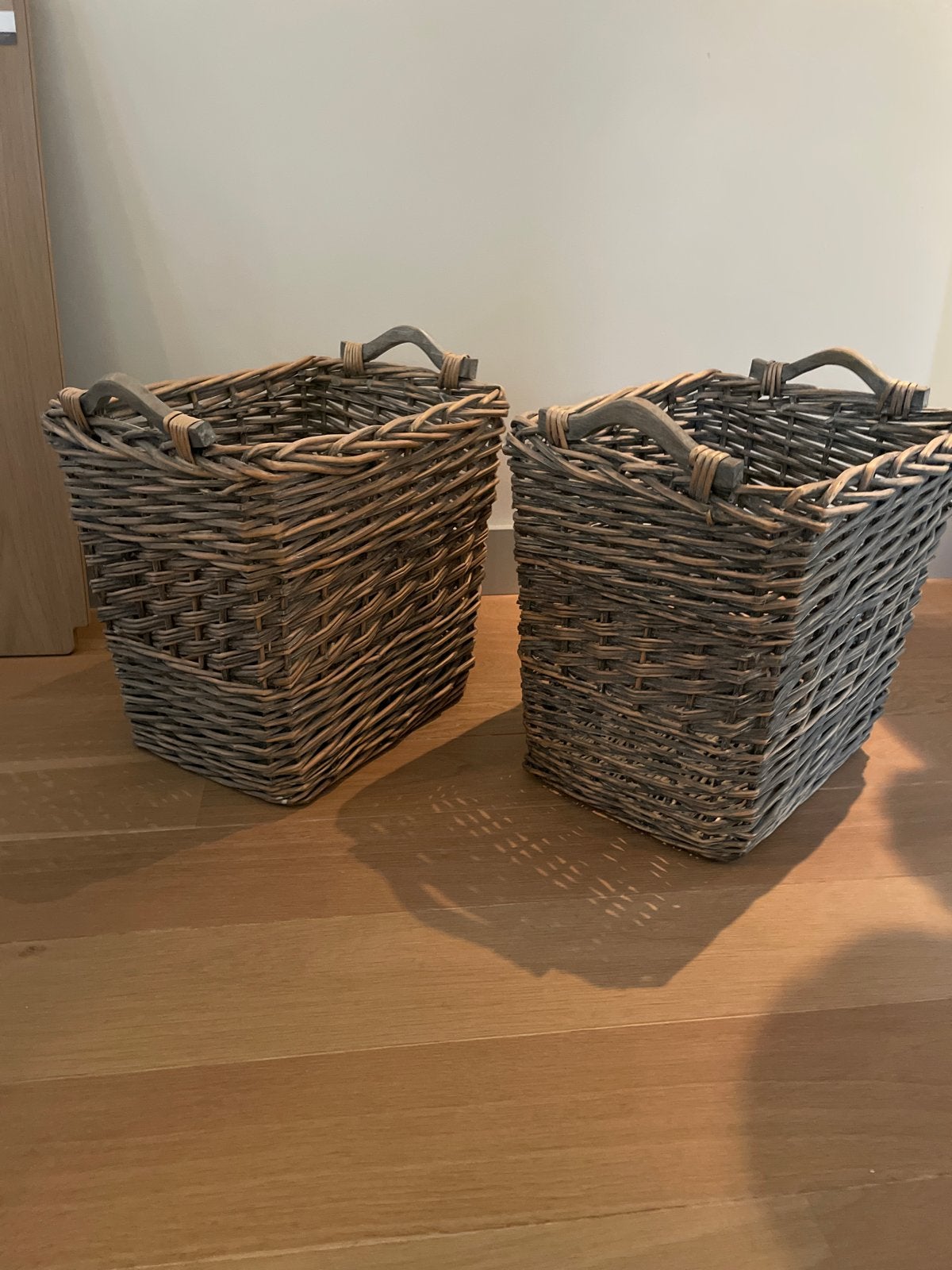 Set van 2 rieten manden met handvatten, Ophalen, Gebruikt, Gevlochten, Mand