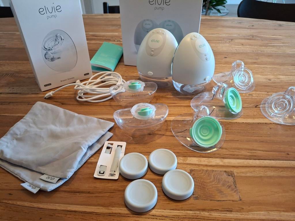 Elvie kolf dubbel met veel toebehoren en extra borstschild, Ophalen, Gebruikt, Borstkolf
