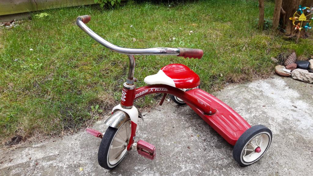 Driewieler vintage, Ophalen, Gebruikt, Terugtraprem, Radio Flyer