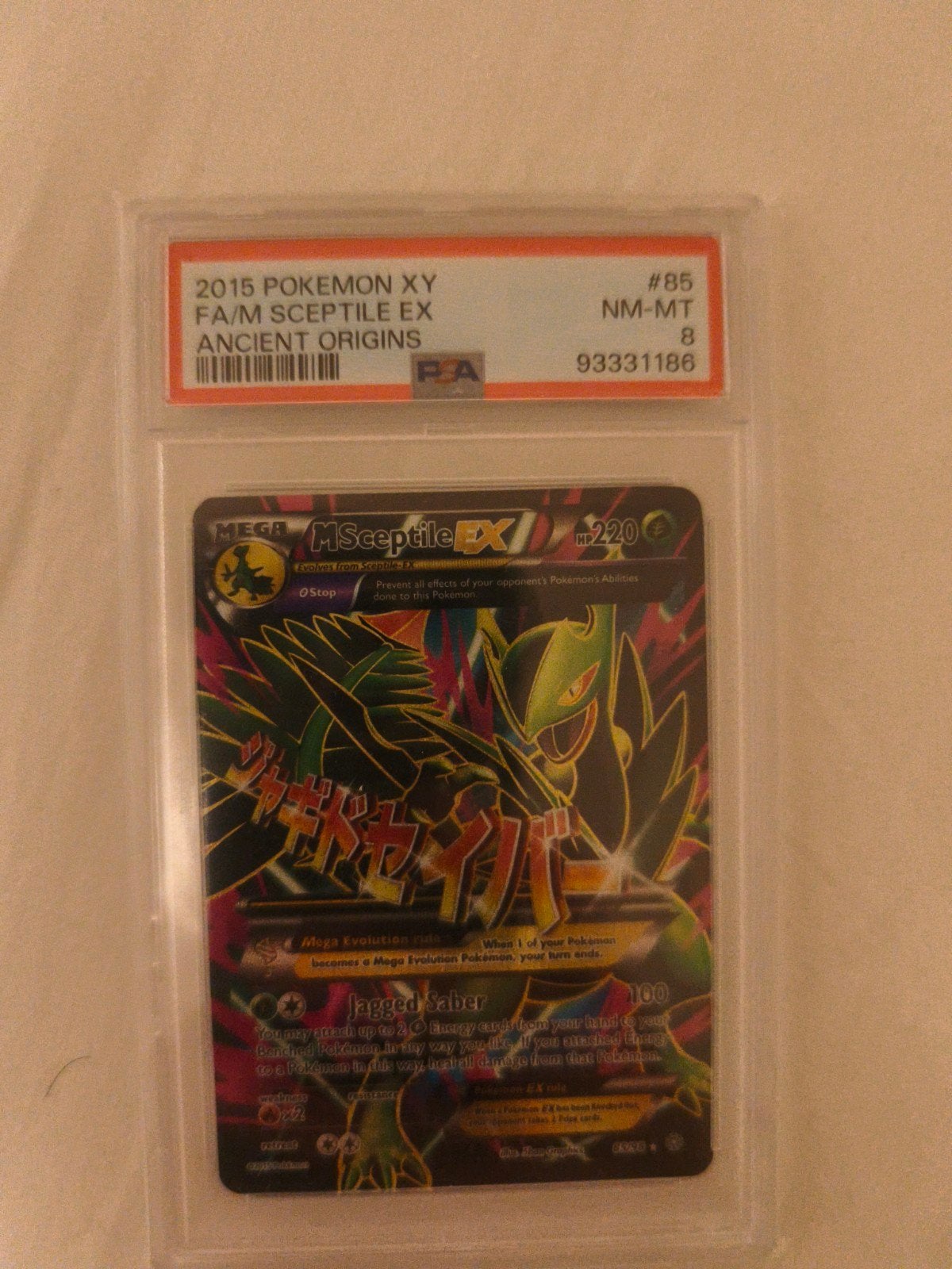 Pokémon Kaart: M Sceptile EX (Ancient Origins) PSA 8, Ophalen of Verzenden, Zo goed als nieuw, Losse kaart