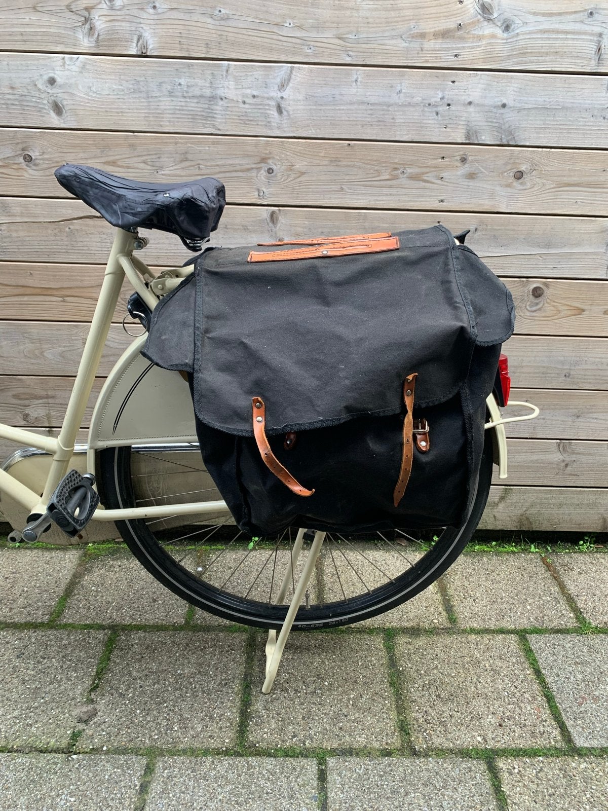 Canvas Zwarte dubbele fietstas - Gebruikt, Fietsen en Brommers, Ophalen, Gebruikt