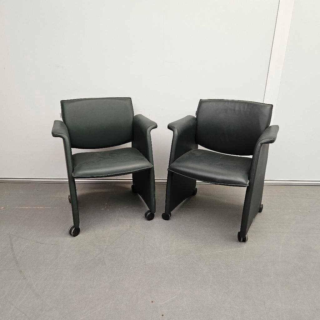 Ahrend fauteuil - verrijdbaar - groen - set van 2, Ophalen, Gebruikt, Minder dan 50 cm