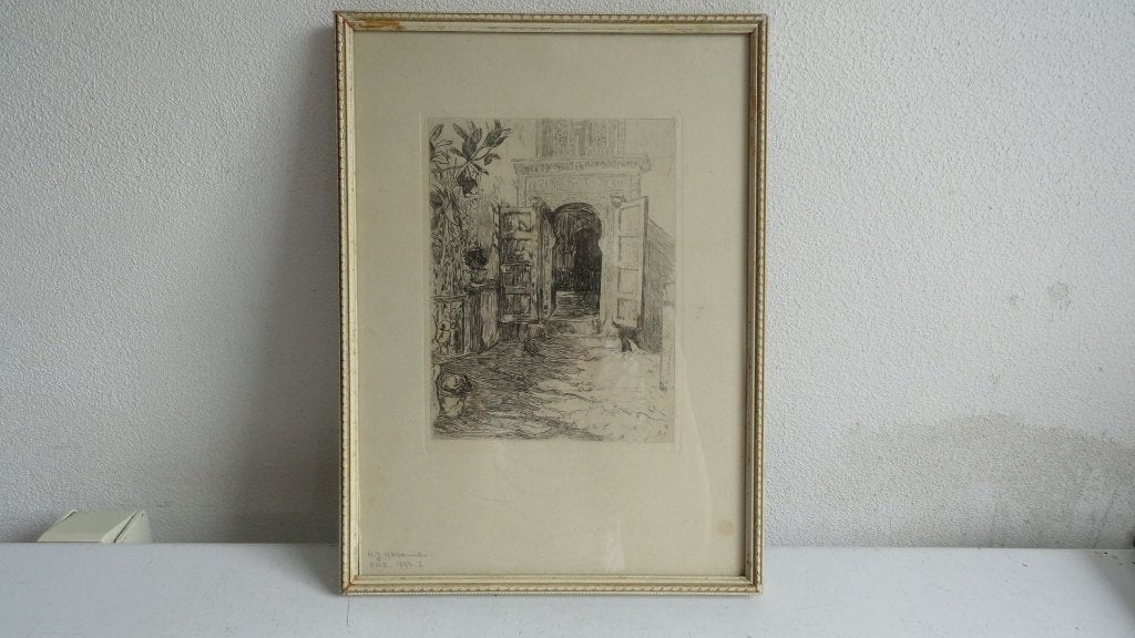 Originele ets H.J. Haverman (1893) – Oostersche poort antiek, Antiek en Kunst, Kunst | Etsen en Gravures, Ets, Landschap, 1800 - 1899