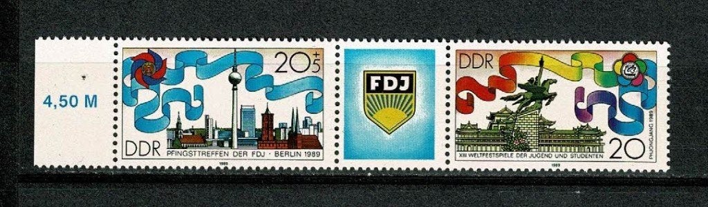 DDR : 1989 - FDJ - Michel 3248/3249 met Sierveld, Verzenden, DDR, Postfris