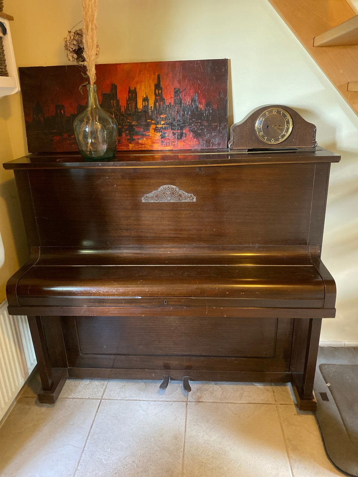Antieke Coronet Model Piano - Boyd-London, Muziek en Instrumenten, Piano's, Ophalen, Gebruikt, Bruin, Piano