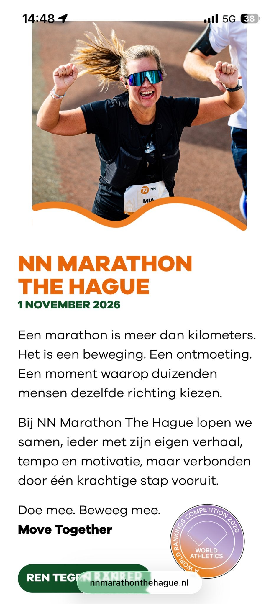 Startbewijs NN Marathon The Hague 1 november 2026, Eén persoon
