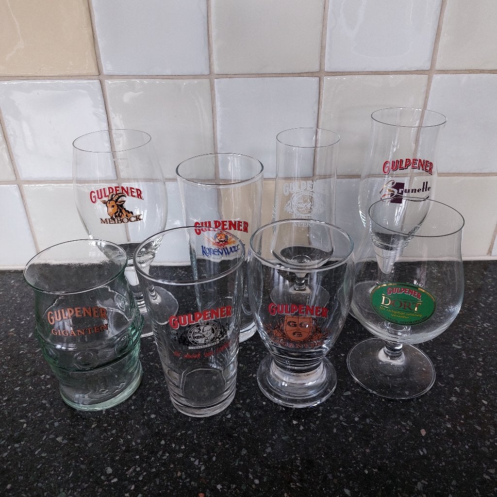 Gulpener 7 verschillende bierglazen, Verzamelen, Ophalen of Verzenden, Zo goed als nieuw, Bierglas