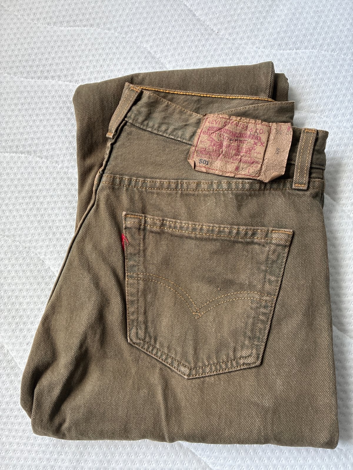 Levi's 501 Jeans - Groen/Bruin - W32 L34, Ophalen of Verzenden, Gedragen, Overige kleuren, Overige jeansmaten