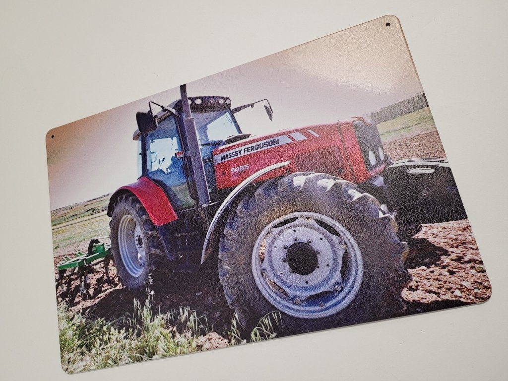 Massey Ferguson 5465 tractor reclamebord van metaal wandbord, Reclamebord, Info@deconoord.nl, Deco Noord, Nieuw