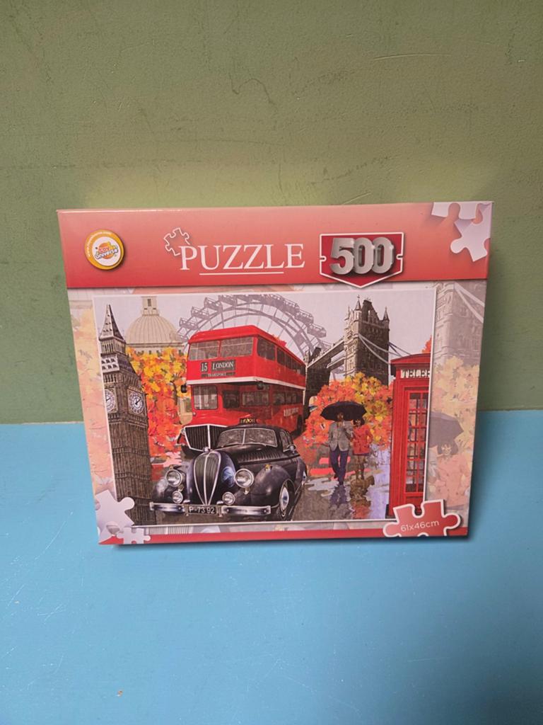 London Puzzel 500 stukjes - Big Ben, Bus, Auto, Ophalen of Verzenden, 500 t/m 1500 stukjes, Zo goed als nieuw, Legpuzzel